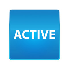 Active shiny blue square button