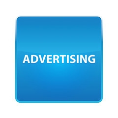 Advertising shiny blue square button