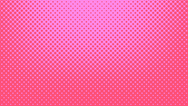 Magenta and pink pop art background in retro comic style with halftone dots, vector illustration of backdrop with isolated dots