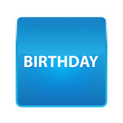 Birthday shiny blue square button
