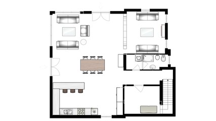 2d floor plan. Black&white floor plan.