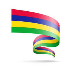 Mauritius flag in the form of wave ribbon.