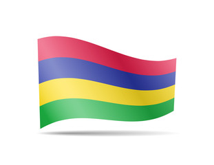 Waving Mauritius flag in the wind. Flag on white vector illustration