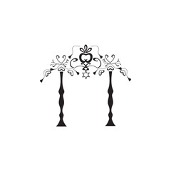 Vintage graphic Chuppah. Religious Jewish wedding canopy for. Vector illustration on isolated background