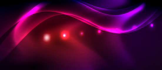 Glossy glowing neon light wave background