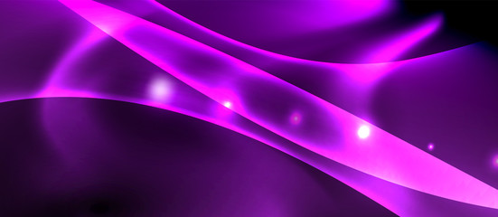 Glossy glowing neon light wave background