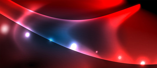 Neon glowing lines, magic energy space light concept, abstract background wallpaper design