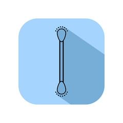 Cotton swab. Flat icon isolated on background. Subject of personal hygiene. Vector