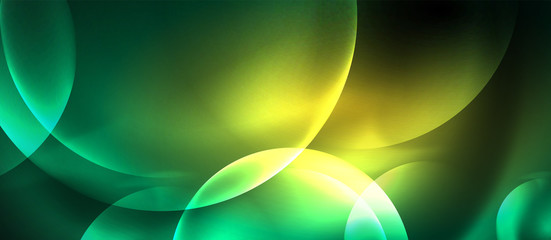 Neon glowing circles vector abstract background