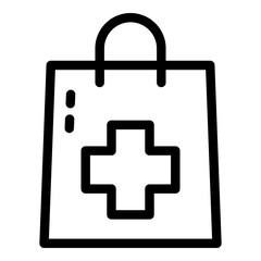 Pharmacy package icon. Outline pharmacy package vector icon for web design isolated on white background