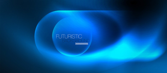 Blue neon round shapes techno background