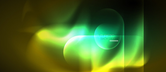 Neon glowing techno lines, blue hi-tech futuristic abstract background template