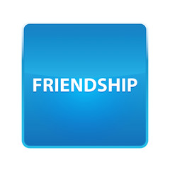 Friendship shiny blue square button