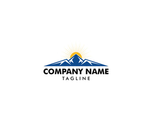 Mountain and sun logo template