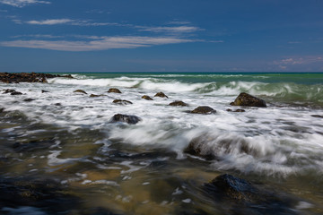 Blue sky and white waves at Koh Mak, Thailand