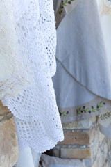 Fragment of Lefkara lace close-up. Handmade from Cyprus.