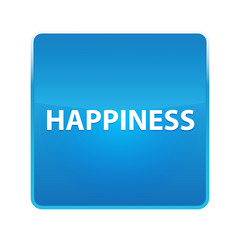 Happiness shiny blue square button
