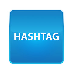Hashtag shiny blue square button