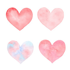 Fototapeta na wymiar Watercolor hearts 1