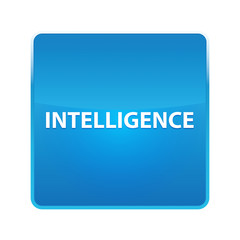 Intelligence shiny blue square button