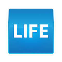 Life shiny blue square button