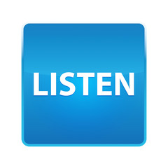 Listen shiny blue square button