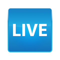 Live shiny blue square button