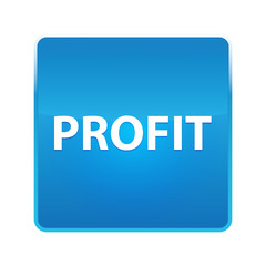 Profit shiny blue square button