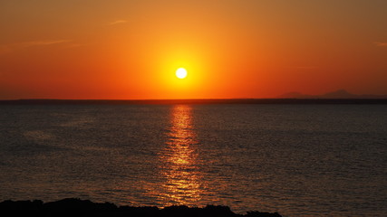 Colonia de Sant Jordi, Ses Salines, Mallorca, Spain. Amazing sunset in summer time