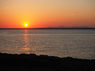 Colonia de Sant Jordi, Ses Salines, Mallorca, Spain. Amazing sunset in summer time