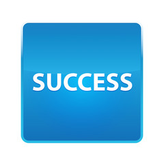 Success shiny blue square button
