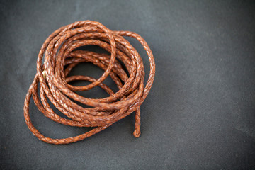 leather braids close up