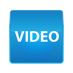 Video shiny blue square button