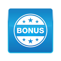 Bonus badge icon shiny blue square button