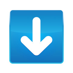 Down arrow icon shiny blue square button