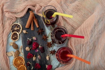 Ramadan drinks. Turkish Sherbet,  raspberry, cherry and rose sweet,cold red rose sherbet.