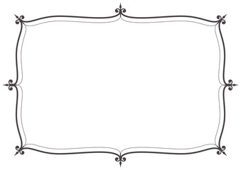 Black ornamental decorative frame with wings. Old style