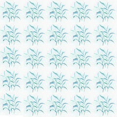 Naklejka na ściany i meble Seamless pottern bamboo leaves watercolor illustration on white background for packaging and design