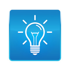 Lightbulb icon shiny blue square button