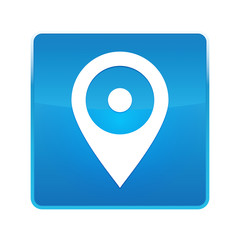 Location pin icon shiny blue square button