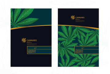 Elegant green cannabis leaf Background vector illustration.
