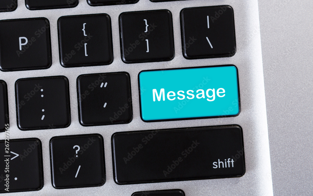 Poster Word Message on blue computer keyboard button