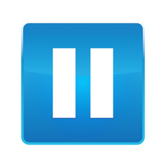 Pause icon shiny blue square button