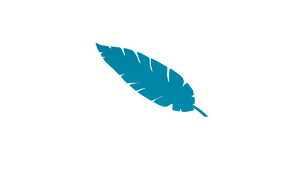 Leaf cut out of the blue paper isolated on white background.