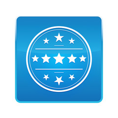 Premium badge icon shiny blue square button