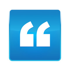 Quote icon shiny blue square button