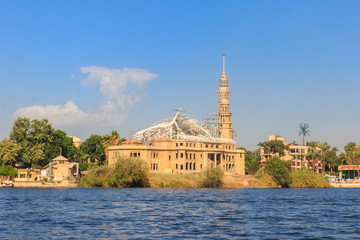 Fototapeta na wymiar View of the tall TV tower in Cairo, Egypt