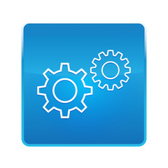 Settings process icon shiny blue square button