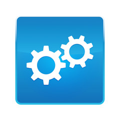 Settings process icon shiny blue square button
