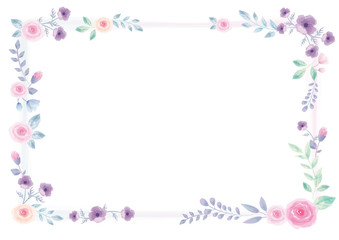 花と植物の水彩風フレーム